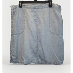 J Jill Denim Womens Blue Linen Blend Pull On Skirt Large Coastal Travel Beach
